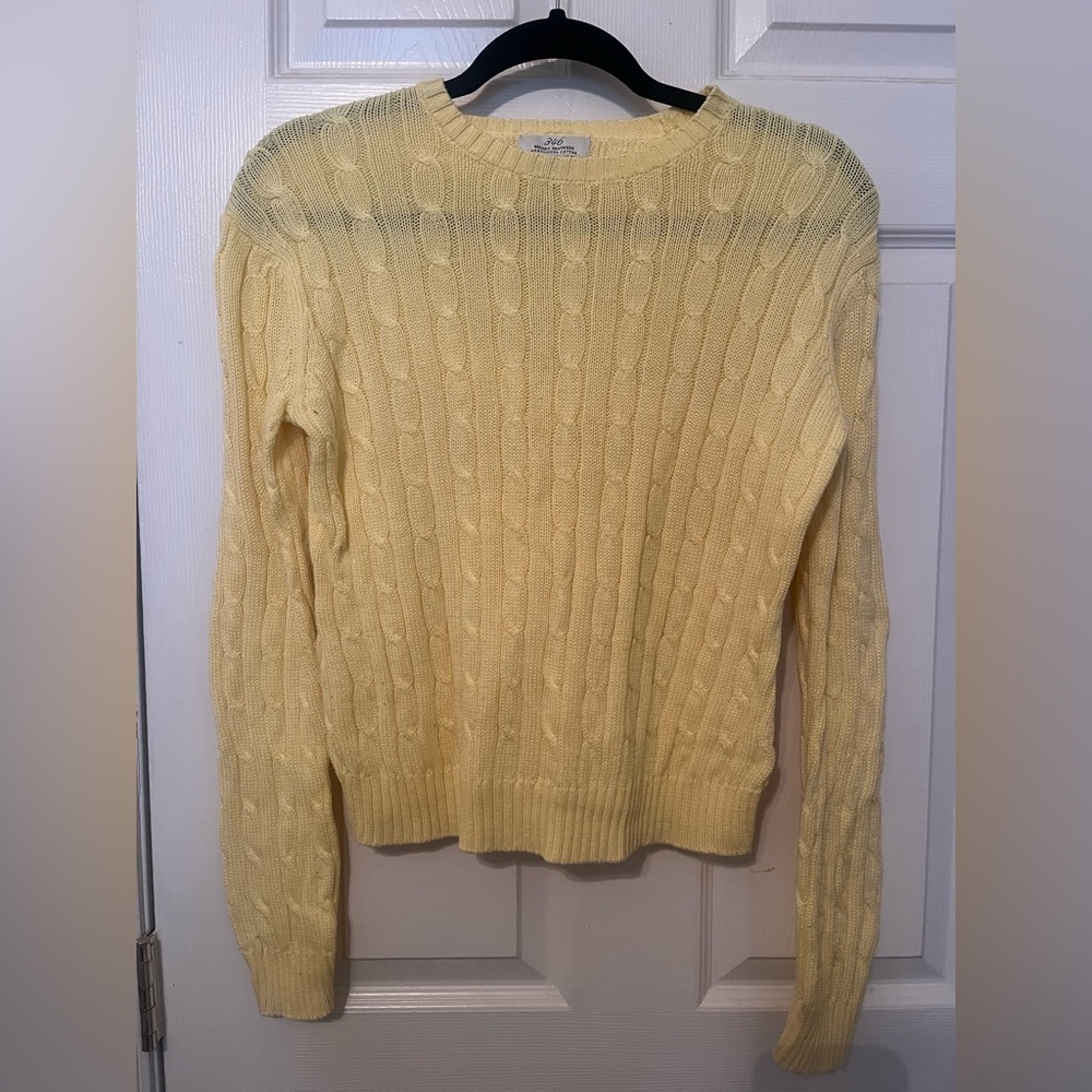 Brooks Brothers 346 Men’s XS Yellow Cable Knit‎ Sweater 100% Cotton Crewneck